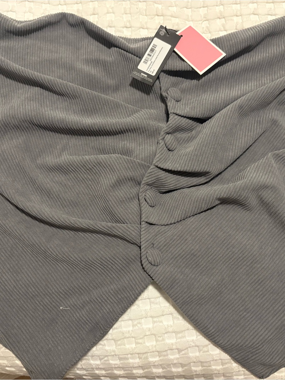 PrettyLittleThing women’s Gray Corduroy-like fabric bandeau top